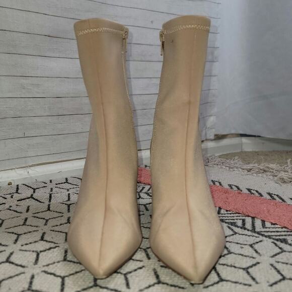 JEFFREY CAMPBELL COMA STRETCH HEELED BOTTIES IN NUDE, SZ 8 - Picture 4 of 16